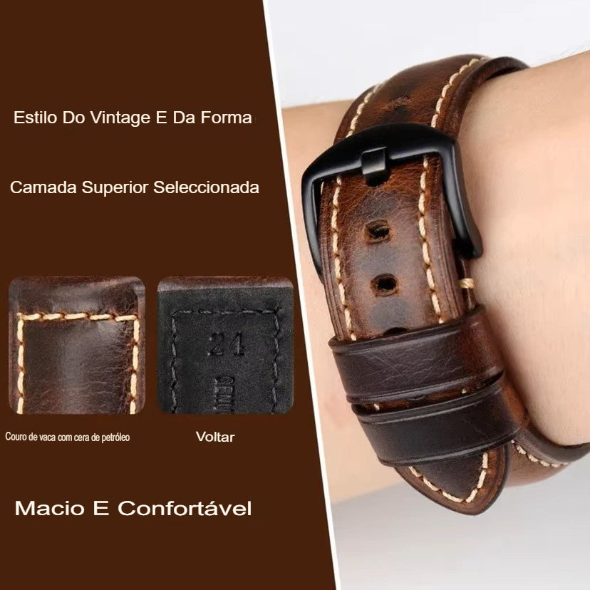 'Pulseira de couro para relógio masculino'